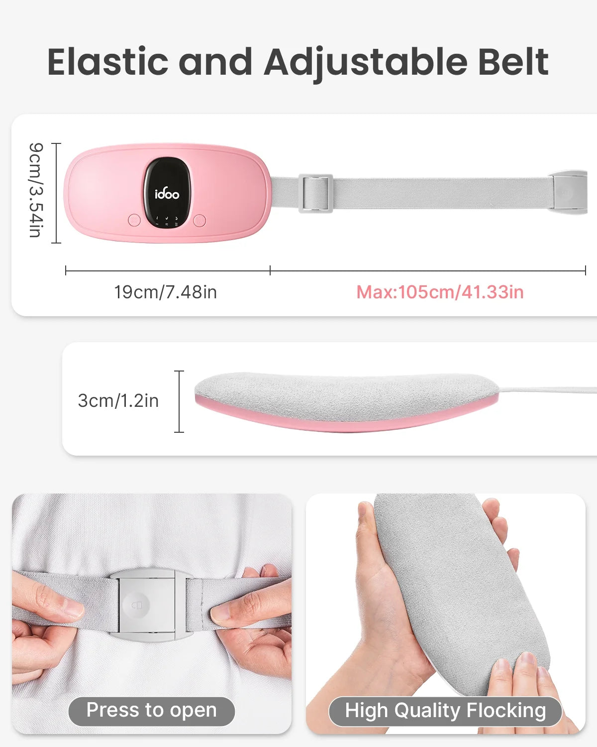 Cordless Heating Pad for Period Cramps, 3 Heat Setting, Birthday Mothers Day Gifts Girlfriend Mom Wife Women, Fsa Hsa Eligible, Pink