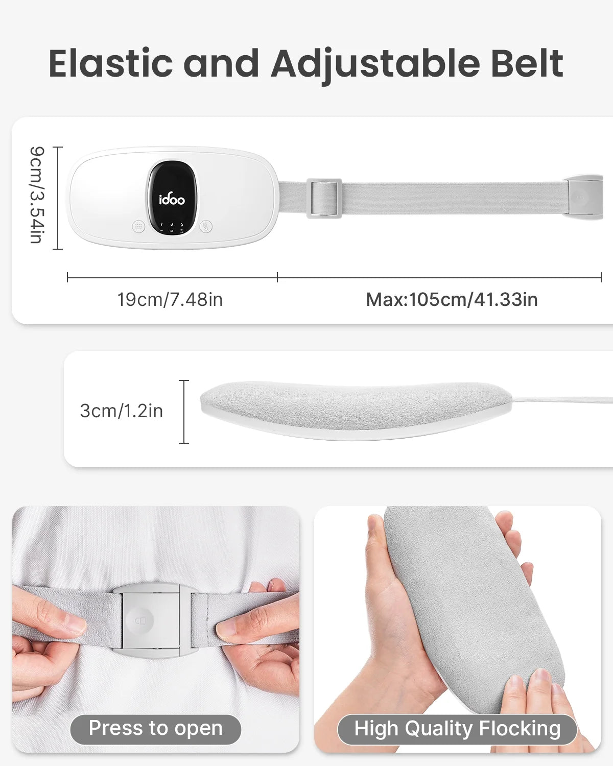 Cordless Heating Pad for Period Cramps, 3 Heat Setting, 3 Massage Modes,Birthday Mothers Day Gifts for Girlfriend Mom Wife Women, FSA HSA Eligible, White