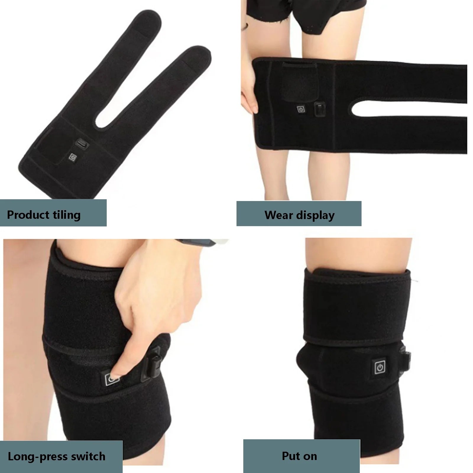 Knee Heating Pad, Heated Knee Brace Wrap with 3 Adjustable Temperature & Herbal Bags, Electric Heat Knee Wrap Support, Joint Pain & Arthritis Pain Relief, for Men and Women, Black