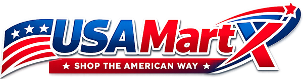 USA Mart logo with American flag design and text 'Shop the American Way'.