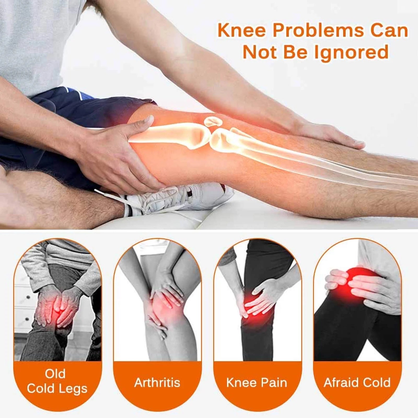 Knee Heating Pad, Heated Knee Brace Wrap with 3 Adjustable Temperature & Herbal Bags, Electric Heat Knee Wrap Support, Joint Pain & Arthritis Pain Relief, for Men and Women, Black