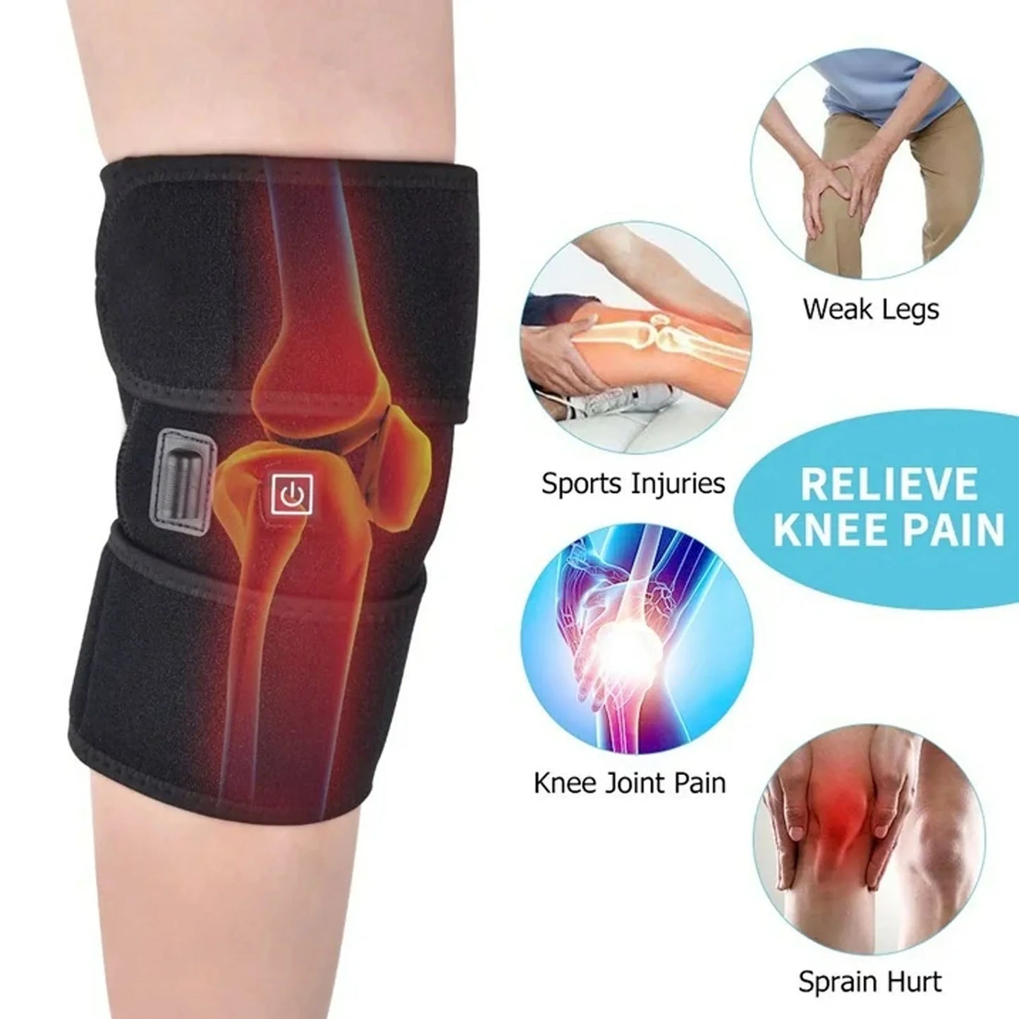 Knee Heating Pad, Heated Knee Brace Wrap with 3 Adjustable Temperature & Herbal Bags, Electric Heat Knee Wrap Support, Joint Pain & Arthritis Pain Relief, for Men and Women, Black